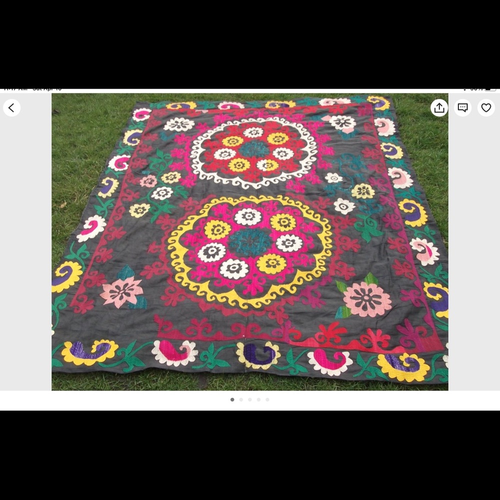 Vintage suzani Uzbek embroidered quilt